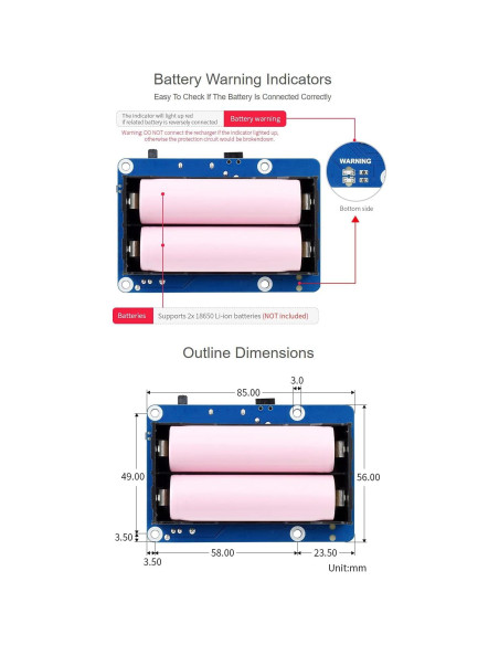 UPS HAT Waveshare para Raspberry Pi 5V 5A Alimentación UPS HAT Waveshare para Raspberry Pi 5V 5A Alimentación