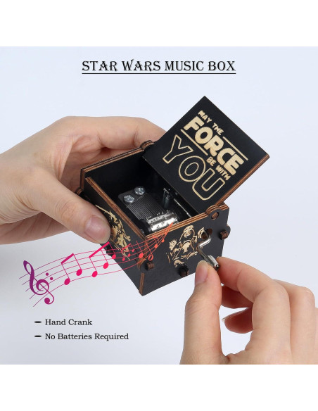 Caja Musical Star Wars de Madera Vintage Grabada Caja Musical Star Wars de Madera Vintage Grabada