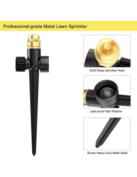 Aspersor de Jardín FANHAO 2 Piezas Ajustable 360 Metal