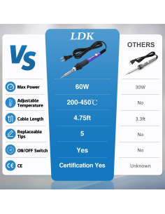 Kit de Soldador LDK 60W con Temperatura Ajustable y Accesorios 2