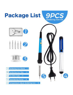 Kit de Soldador Hicello 60W Temperatura Ajustable 9 Piezas 2