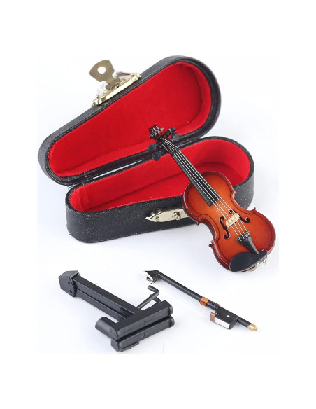 Violín Miniatura Dselvgvu 8cm con Soporte y Estuche