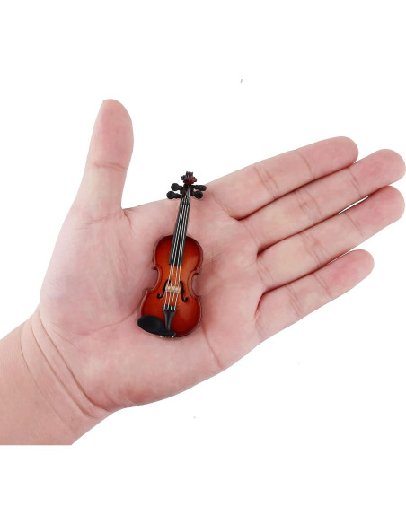 Violín Miniatura Dselvgvu 8cm con Soporte y Estuche