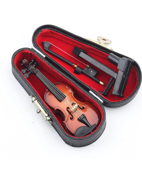 Violín Miniatura Dselvgvu 8cm con Soporte y Estuche