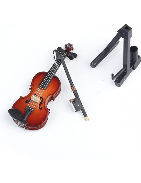 Violín Miniatura Dselvgvu 8cm con Soporte y Estuche