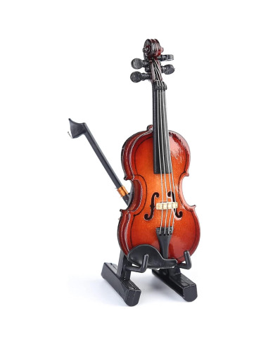 Violín Miniatura Dselvgvu 8cm con Soporte y Estuche