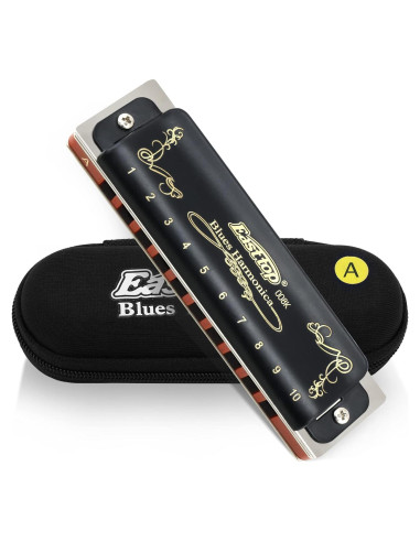 Armónica Diatónica East Top 10 Agujeros Clave de A Negra