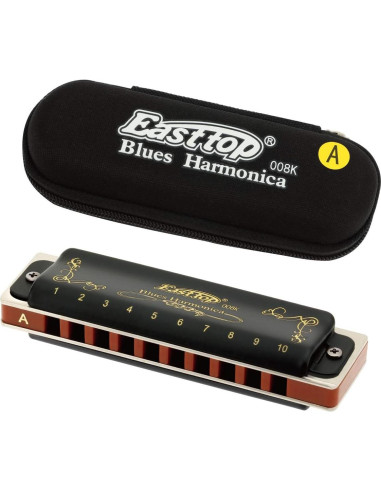 Armónica Diatónica East Top 10 Agujeros Clave de A Negra
