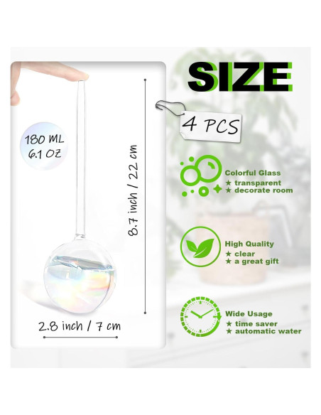 4 Esferas de Riego Pynqdfu de Vidrio 22 cm Arcoíris
