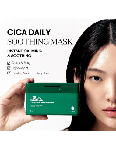 Máscara Diaria Calmante VT COSMETICS CICA 30 Hojas Hidratante