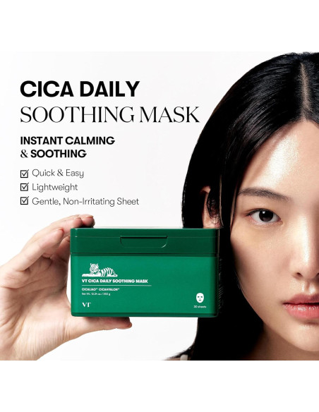 Máscara Diaria Calmante VT COSMETICS CICA 30 Hojas Hidratante