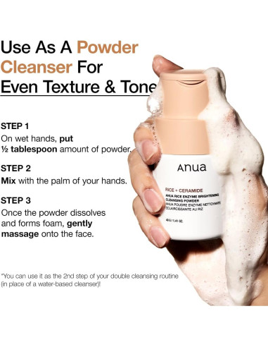 Polvo Limpiador Facial Anua con Agua de Arroz 40g - Cuidado Piel Seca