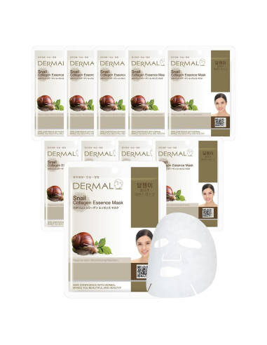 Máscara Facial DERMAL de Colágeno de Caracol 10 Piezas