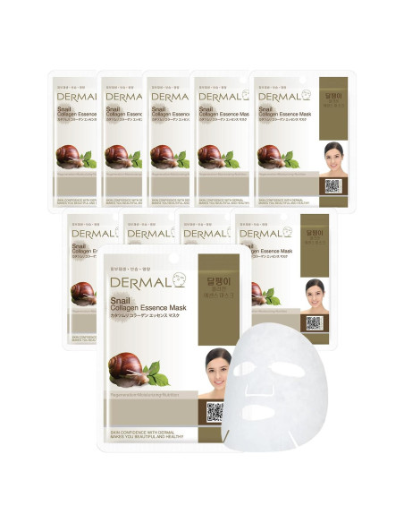 Máscara Facial DERMAL de Colágeno de Caracol 10 Piezas