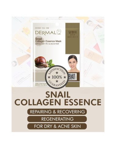 Máscara Facial DERMAL de Colágeno de Caracol 10 Piezas