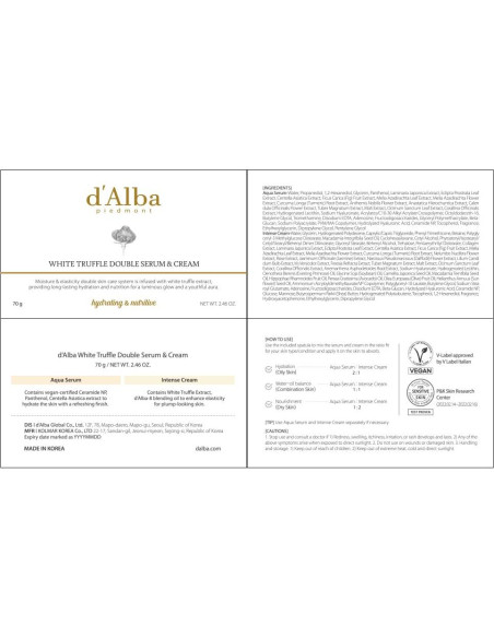 Suero y Crema Doble d'Alba Piamonte 2 en 1 Vegano 69.8g