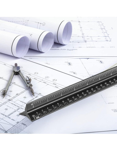 Regla Triangular de Metal 30 cm DAGONGREN para Arquitectura