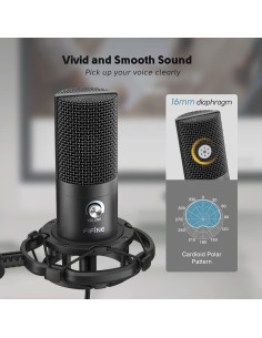 Micrófono USB FIFINE T669 con Soporte y Filtro Antipop 2