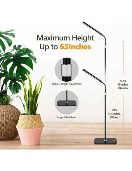 Luz de Crecimiento Vsoke 18W Espectro Completo Ajustable Luz de Crecimiento Vsoke 18W Espectro Completo Ajustable