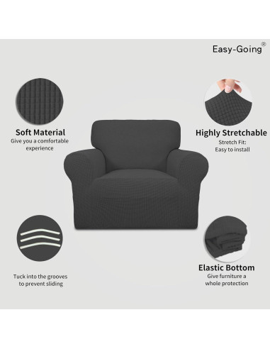 Funda de Sofá Easy-Going para Silla Gris Oscuro Elástica