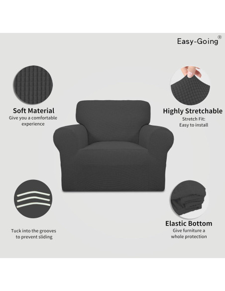 Funda de Sofá Easy-Going para Silla Gris Oscuro Elástica