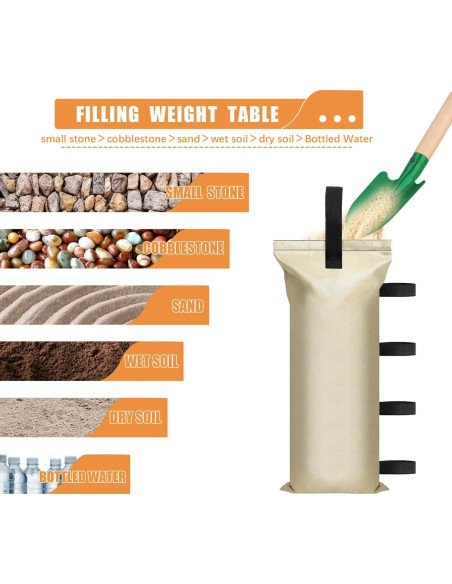 Pesas de Arena DELONG para Carpas 4 Unidades Amarillo Claro Pesas de Arena DELONG para Carpas 4 Unidades Amarillo Claro