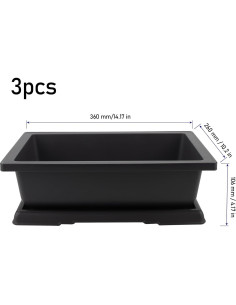 Macetas KINJOEK 3 PCS 35.56 cm para Bonsai con Drenaje 2