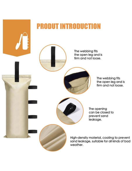 Pesas de Arena DELONG para Carpas 4 Unidades Amarillo Claro Pesas de Arena DELONG para Carpas 4 Unidades Amarillo Claro