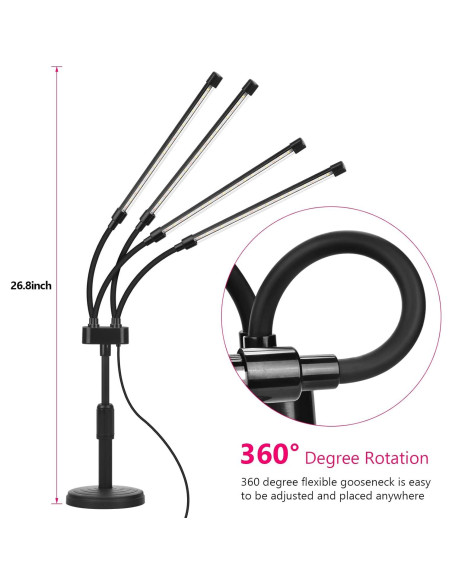 Luz de Crecimiento LED Cuatro Cabezas SYEIORAOM Espectro Completo
