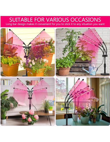 Luz de Crecimiento LED Cuatro Cabezas SYEIORAOM Espectro Completo