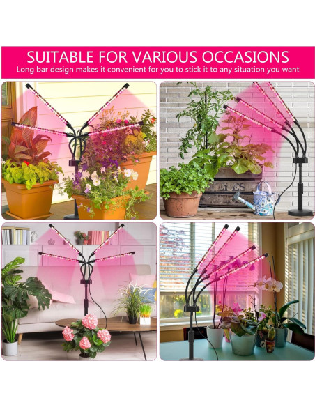 Luz de Crecimiento LED Cuatro Cabezas SYEIORAOM Espectro Completo