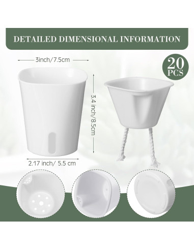 20 Macetas Autorriego Ziliny 7.5x8.5cm para Interior