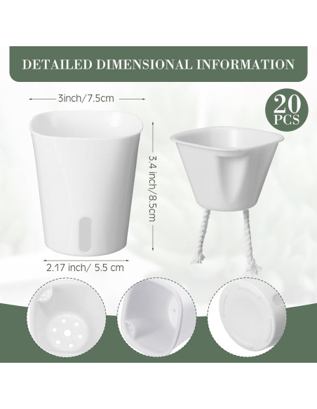 20 Macetas Autorriego Ziliny 7.5x8.5cm para Interior