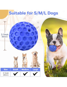 Pelota de perro indestructible DISSKNIC 8 cm azul para masticadores 2
