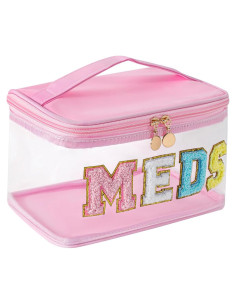 Bolsa de Maquillaje Clear Chenille Rosa Claro 22.86x15.24cm