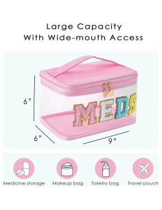 Bolsa de Maquillaje Clear Chenille Rosa Claro 22.86x15.24cm 2