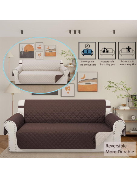 Funda de sofá reversible Luxshare Home 3 cojines Chocolate/Beige