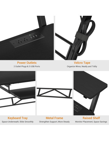 Escritorio de Estudio Armocity SD-B 47" Negro con USB