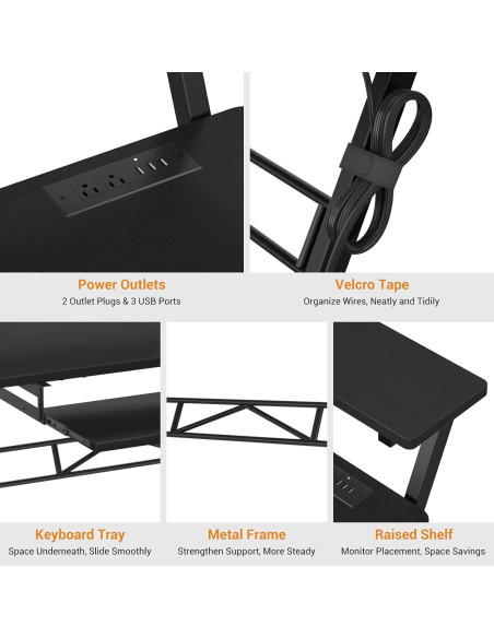 Escritorio de Estudio Armocity SD-B 47" Negro con USB