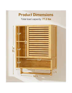 Armario de Baño Cozivolife de Bambú con Barra para Toallas 2