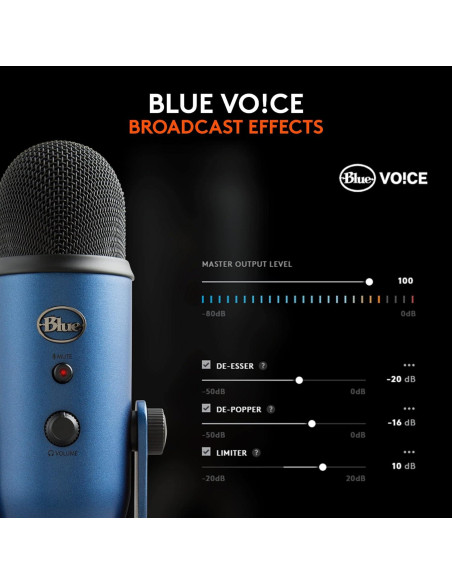 Micrófono USB Logitech Blue Yeti 4 Patrones Polares - Azul