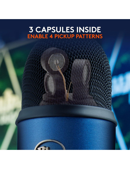 Micrófono USB Logitech Blue Yeti 4 Patrones Polares - Azul