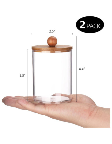 Soporte para Qtip Tbestmax 2 frascos 10 oz con tapa de bambú
