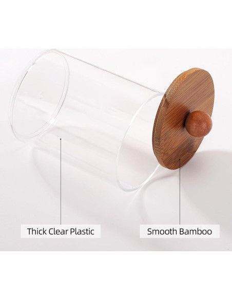 Soporte para Qtip Tbestmax 2 frascos 10 oz con tapa de bambú