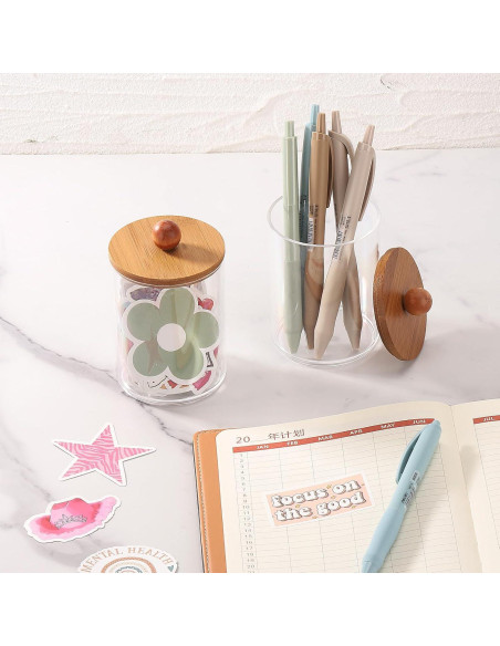 Soporte para Qtip Tbestmax 2 frascos 10 oz con tapa de bambú