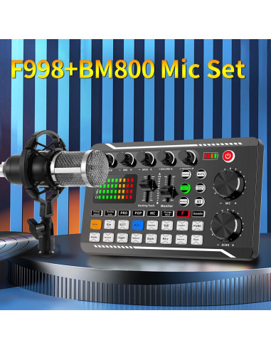 Kit de Podcast SIBORIE F998+BM800 Micrófono y Accesorios