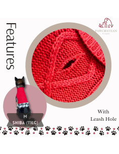 Suéter para Perros y Gatos Pawcratean Rojo Pequeño 2