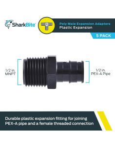 Adaptador de Expansión SharkBite 1/2 x 1/2 MNPT PEX-A 5 Pzas 2