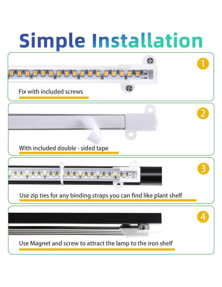 Lámpara de Crecimiento LED RWNTAO 3000K 4 Tiras Regulables