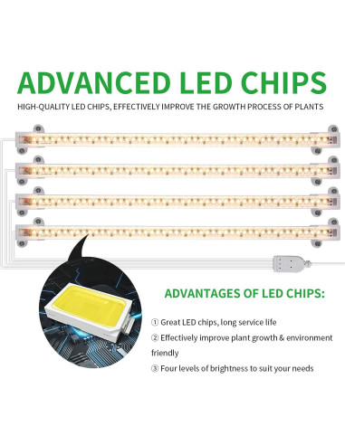 Lámpara de Crecimiento LED RWNTAO 3000K 4 Tiras Regulables